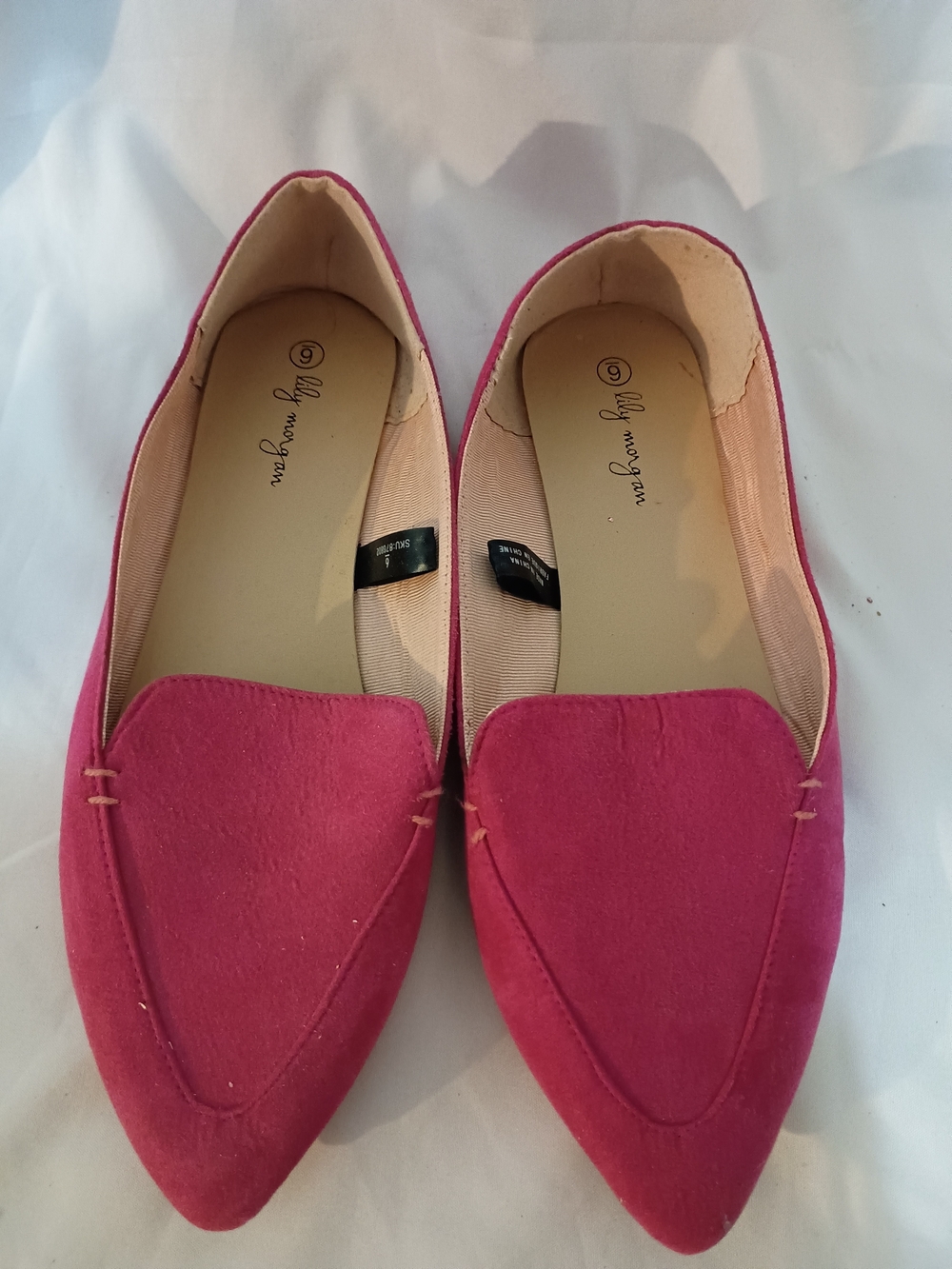 Pink Sued Like Pointed Toe Flats Size 6